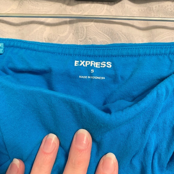 Express Blue Strapless Ruffle Top - Picture 2 of 3